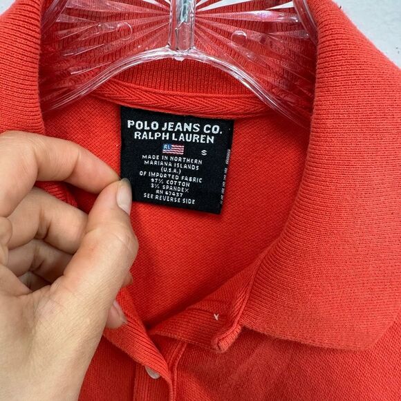 Y2K Polo Ralph Lauren Red Preppy Short Sleeve Polo Shirt Collared Cotton Size S - Picture 8 of 11